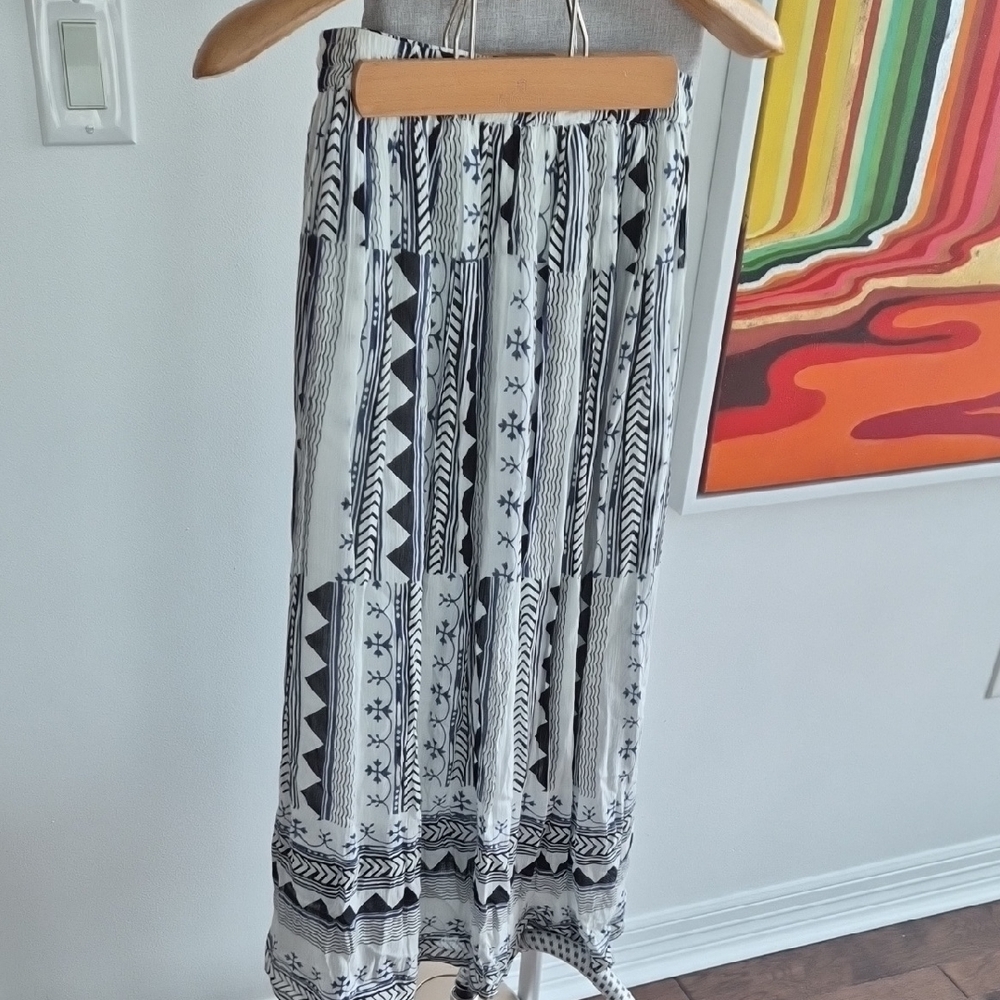 Black White And Navy Patterned Women's Skirt